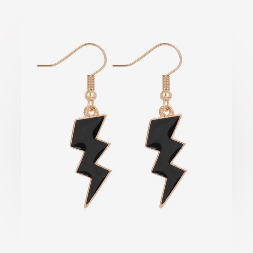 Lighting Bolt Gold Dangle Earrings